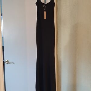 SKIMS Petite Long Slip Maxi Dress Black Onyx